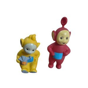 vtg Teletubbies Tinky Winky & Laa-Laa Set plastic play toys cake toppers bath
